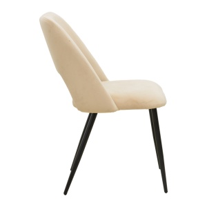 Scaun dining Nelda, tapițat cu catifea, Bej/Negru, 44 × 58 × 82 cm - Img 4