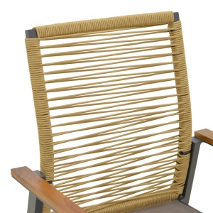 Scaun Grădină Aegean, Stivuibil, Aluminiu/Textilene/Sfoară, Natural/Antracit, 56.5x58x91 cm - Img 7