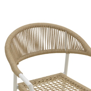 Scaun Grădină Ammos, Stivuibil, Aluminiu/Sfoară, Alb/Natural, 56x61.5x82 cm - Img 7