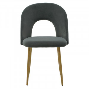 Scaun Jonah catifea gri inchis picioare culoare lemn natural 55x57x87cm - Img 4