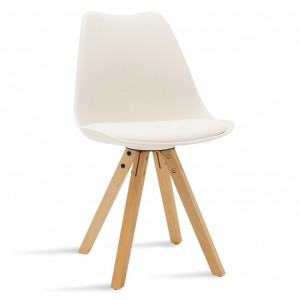 Scaun Model Caron, Alb/Natur, 48x55x80 cm - Img 1
