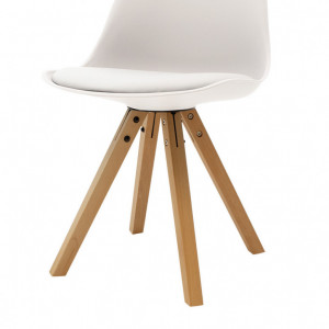 Scaun Model Caron, Alb/Natur, 48x55x80 cm - Img 8