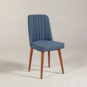 Scaun Model Vina, Albastru/Nuc, 46x46x85 cm