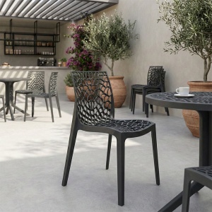 Scaun stivuibil Hush, gri închis, 50x57x80 cm - Img 2