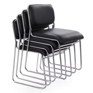 Scaun stivuibil Randin, negru/crom, 42x44x77 cm - Img 4