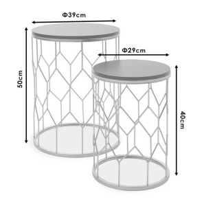 Set 2 Masute de Cafea Model Bridges, 39 - 29x39 - 29x50 - 40 cm, Negru/Auriu - Img 6