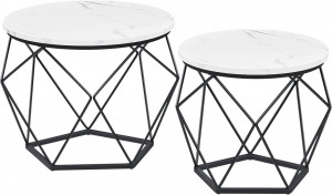 Set 2 Masute de Cafea Model Zayn, 50x50x40 cm, Alb/Negru - Img 2