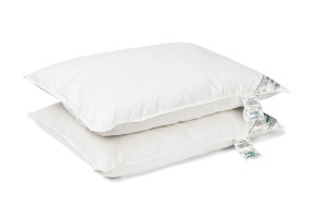 Set 2 perne din puf și pană de rață, husă 100% bumbac, Alb, 50 × 70 cm