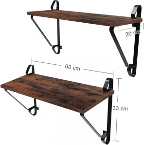 Set 2 Polițe cu Cadru Metalic Model Abigail, Maro rustic/Negru, 60x33x20 cm - Img 6
