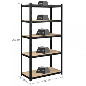 Set 2 Rafturi Metalice Model Frankie, Negru, 200x100x50 cm - Img 3