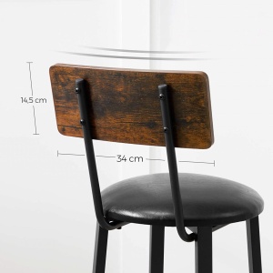 Set 2 scaune de bar Model Daphne, Maro rustic/Negru, 40.1x44.2x100.5 cm - Img 7