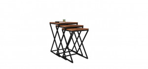 Set 3 Masute de Cafea Model Mack, 40x40x60.8/36x36x56.3/32x32x51.8 cm, Nuc - Img 2