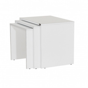 Set 3 Masute de Cafea Model Phan, 45x36x42/50x38x45/55x40x47 cm, Alb - Img 8