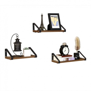 Set 3 Rafturi/Polițe de Perete Rustic Maro Jayla – Lemn Decorativ 30 cm | 35 cm | 40 cm pentru Living, Bucătărie & Dormitor - Img 3