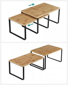 Set 4 Rafturi organizatoare pentru Bucatarie Model Tristen, Natural/Negru, 30x20x15 cm - Img 6