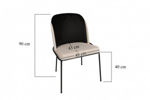 Set 4 scaune Model Dore, Crem/Negru, 54x55x86 cm - Img 2