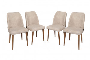 Set 4 scaune Model Nova, Crem/Nuc, 50x49x90 cm