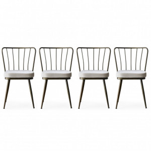 Set 4 scaune Model Star, Cupru/Alb, 43x42x82 cm