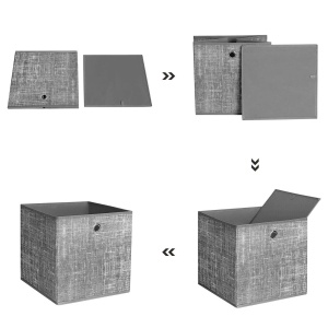 Set 6 cutii de depozitare pliabile SONGMICS, Gri, 30 x 30 x 30 cm - Img 6