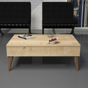 Set Comoda TV si Masuta de Cafea Model Elliott, 90x60x34.6 cm, Stejar - Img 3