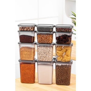 Set cutii de depozitare, 12 bucati Lumen Vineyard Antracit 14x10x5 cm - Img 1