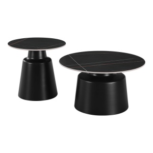 Set de 2 măsuțe de cafea Dualis, negru marmorat, 50x50x48.5 cm și 70x70x38 cm - Img 3