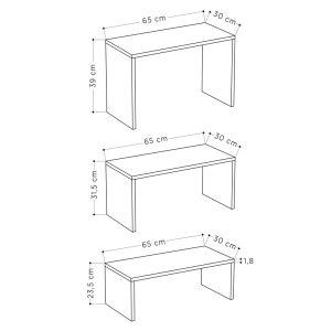 Set de 3 măsuțe de cafea Kantar, alb antic/mocha, 65x30x39 cm - Img 6