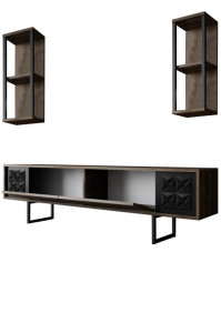 Set de mobilier pentru living Black, Nuc- Negru - Img 8