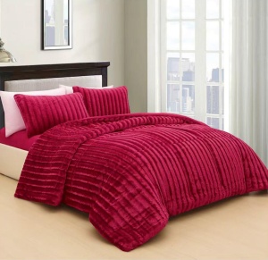 Set de pat Cocolino Veloura V5, 4 piese, pilotă de iarnă cu textură striată 3D, cearșaf cu elastic 180 × 200 cm