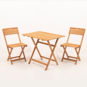 Set masa si scaune de gradina (3 piese) My003A Crem 80x72x60 cm - Img 3