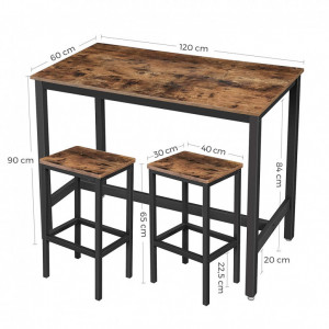 Set Masa si scaune Model Shane, 120x60x90 cm, Maro Rustic/Negru - Img 6