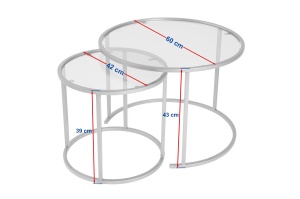 Set Masute de cafea Model Aurum 60, Auriu/Transparent - Img 7