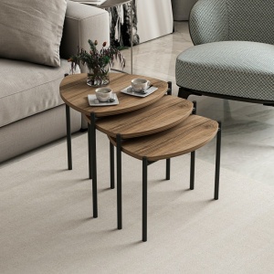 Set masute de cafea stivuibile, 3 bucati Lenny Nuc 45x45x45 cm - Img 2