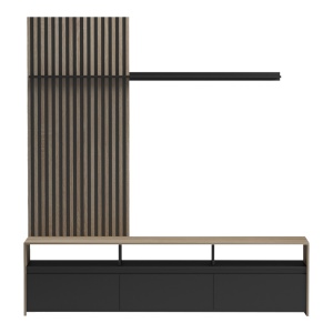 Set mobilă living Delfina, negru/stejar sonoma, 190x40x199.5 cm - Img 4