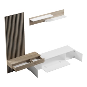 Set mobilă living Litende, stejar sonoma/alb, 249.4x42.2x199.5 cm - Img 2