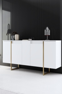 Set mobilier living Model Luxe, Alb/Auriu, 160x35x80 cm - Img 3