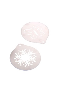 Set sabloane ornament cafea, fluture, fulg, 2 bucati C Alb 8.5x8.5 cm - Img 2