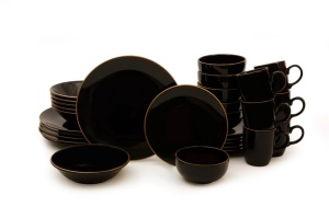 Set veselă din ceramică, 30 bucati Fiord Vienna Negru 26x26x1 cm - Img 8