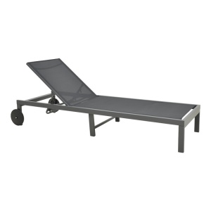 Șezlong din aluminiu si textilenă Model Mailo, Gri închis, 71x206x30 cm