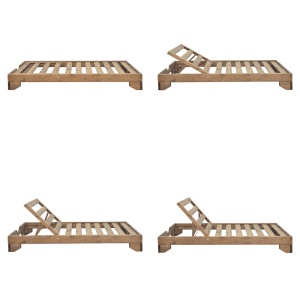 Șezlong din lemn masiv de brad Model Fendy, Nuc, 71.5x200x24 cm - Img 3