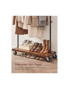 Suport pentru haine cu roti, Vasagle, 90 kg, HSR65BXV1, Maro Rustic - Img 7