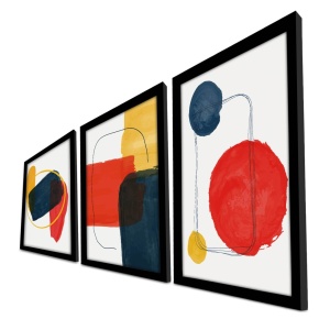 Tablou, 3 bucati Venetia Floare Rosu 38x53 cm - Img 4