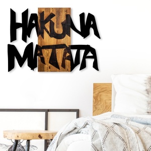 Tablou din lemn si metal Hakuna Negru 77x3x58 cm - Img 2