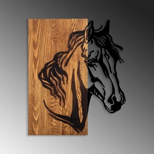 Tablou din lemn si metal Horse Nuc 48x57 cm - Img 4