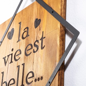 Tablou din lemn si metal La Vie Est Belle Nuc 54x54 cm - Img 5