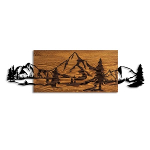 Tablou din lemn si metal Mountain Nuc 29x93 cm - Img 5