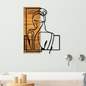 Tablou din lemn si metal Woman Negru 39x3x50 cm - Img 2
