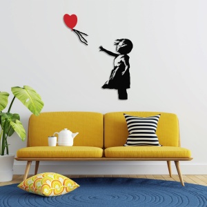 Tablou metalic Banksy Negru 105x85 cm - Img 4