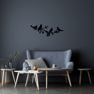 Tablou metalic Birds Negru 70x26 cm - Img 3