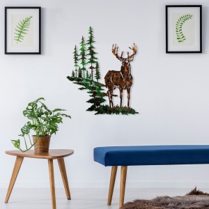 Tablou metalic Deer Multicolor 65x79 cm - Img 2